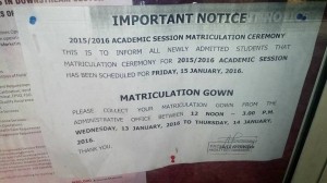 UNILAG Matriculation Ceremony 2015/2016 Announced